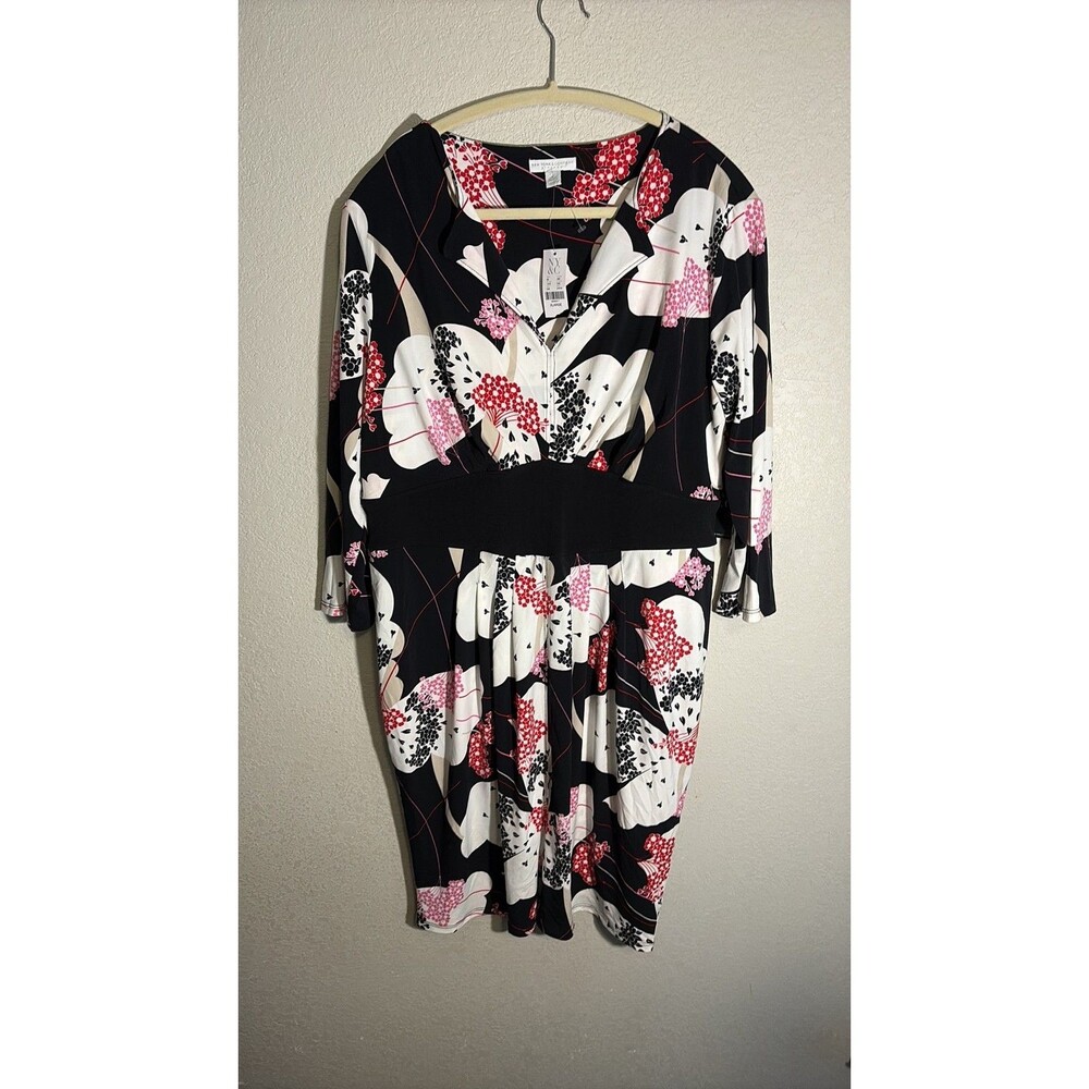 New York & Company Floral Print Empire Waist Stretch Dress XL